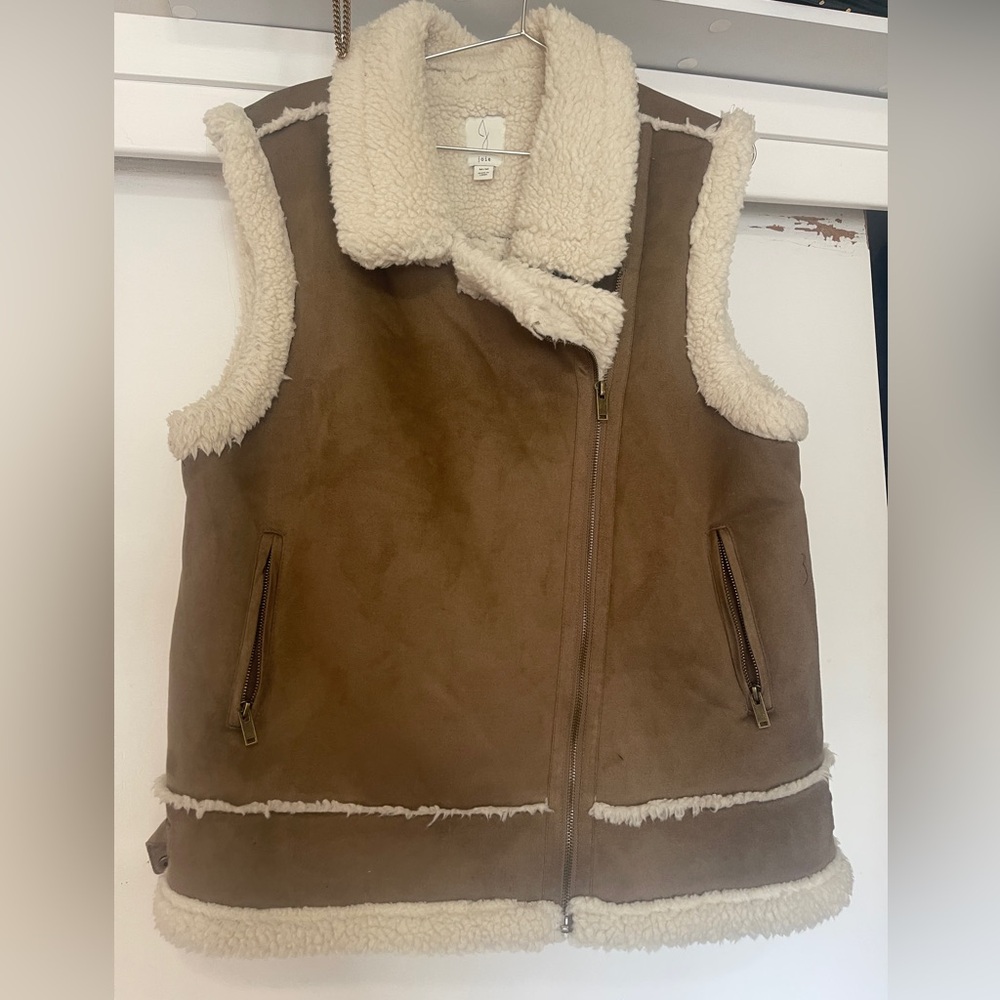 Faux suede and shearling vest